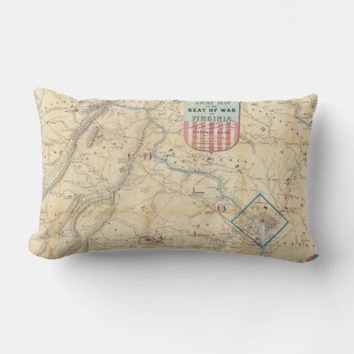 Vintage Northern Virginia Civil War Map 1862 Lumbar Pillow