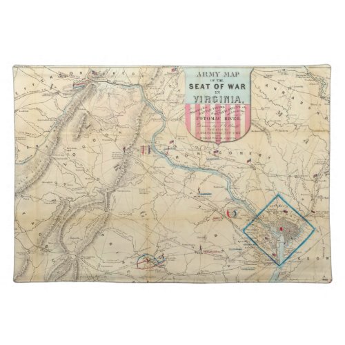 Vintage Northern Virginia Civil War Map 1862 Placemat