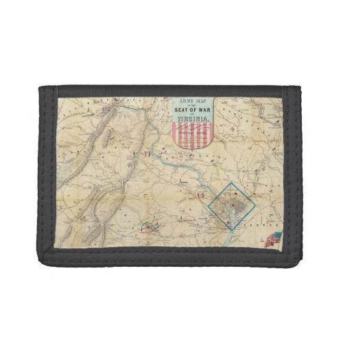 Vintage Northern Virginia Civil War Map 1862 Trifold Wallet