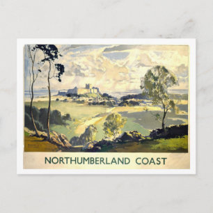 Vintage Northumberland Travel Poster Postcard