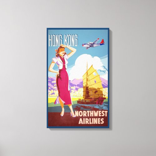 Vintage Northwest Airlines Advertising Poster Canvas Print