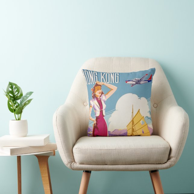 Vintage Northwest Airlines Advertising Poster Throw Pillow (Chair)