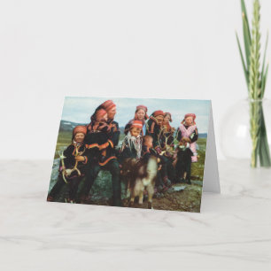 Vintage Norway, Lapland, Sami family 1950 Card