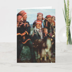 Vintage Norway, Lapland, Sami family 1950 Card