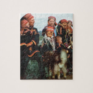 Vintage Norway, Lapland, Sami family 1950 Jigsaw Puzzle