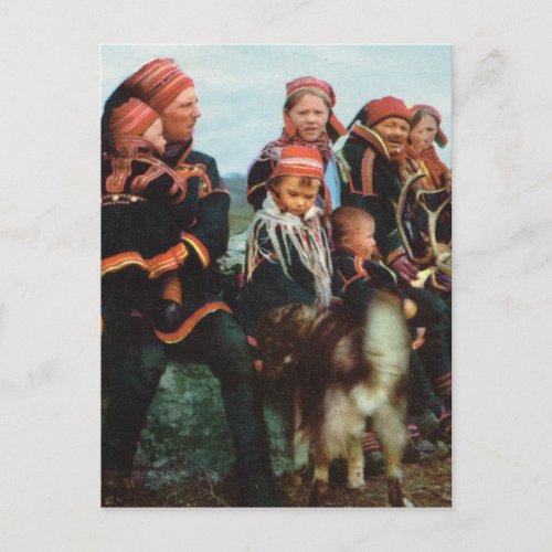 Vintage Norway Lapland Sami family 1950 Postcard