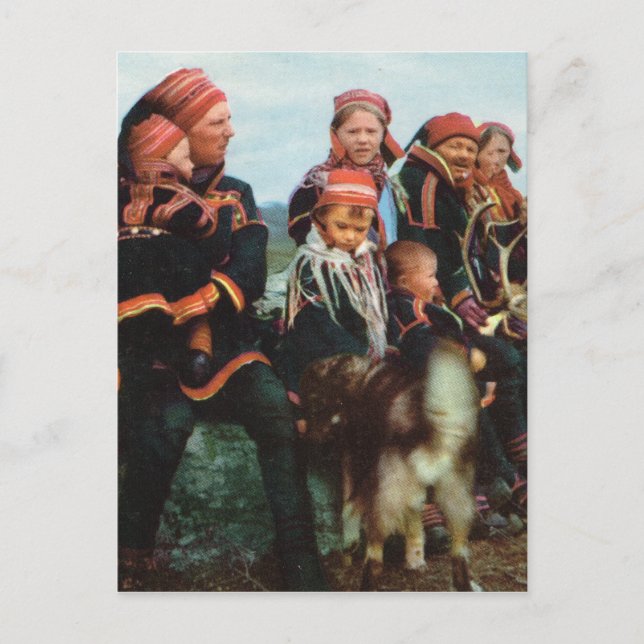 Vintage Norway, Lapland, Sami family 1950 Postcard (Front)