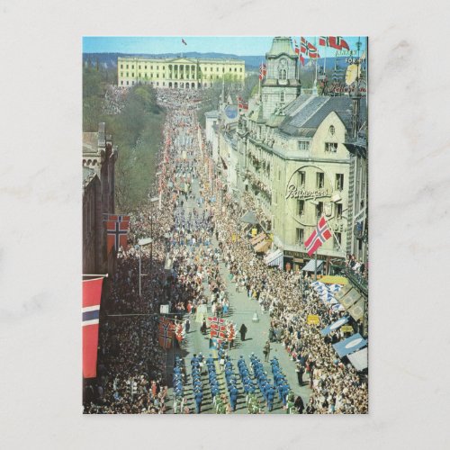 Vintage Norway  Oslo Parade Postcard