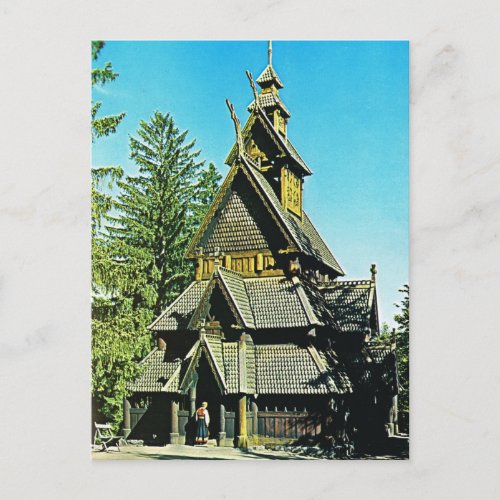 Vintage Norway  Oslo Stave Church Postcard
