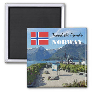 Vintage Norway Scandinavia Fjords travel souvenir Magnet