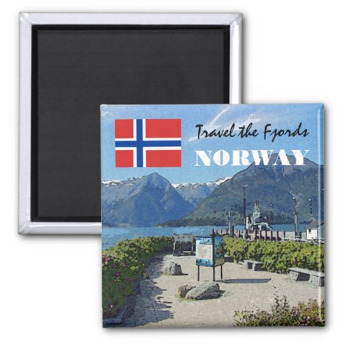 Vintage Norway Scandinavia Fjords travel souvenir Magnet