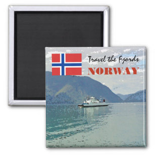 Vintage Norway Scandinavia Fjords travel souvenir Magnet