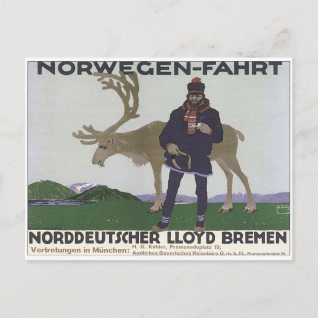 Vintage Norwegen Fahrt Postcard (Front)