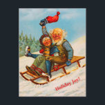 Vintage Norwegian Christmas Couple Sledding (copy) Holiday Postcard<br><div class="desc">What a happy cute old couple,   joyously flying down the hill on their sled! This is a copy of a circa 1890 Norwegian image - a very happy image!</div>