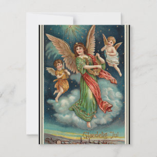 Vintage Norwegian Christmas Greetings  Holiday Card