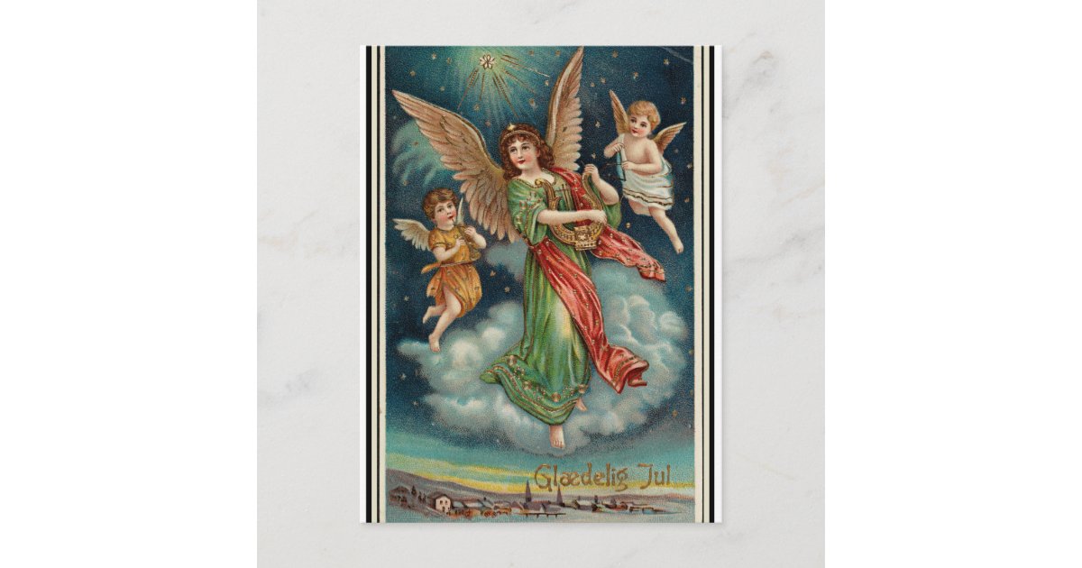 Vintage Norwegian Christmas Greetings Holiday Postcard | Zazzle.com