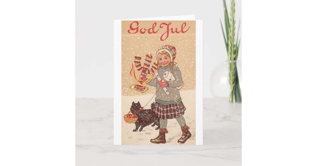 God Jul, Swedish Christmas, Norwegian Christmas, Scandinavian Christmas |  Greeting Card