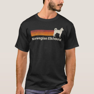 Vintage Norwegian Elkhound Retro Mom Dad Dog T-Shirt