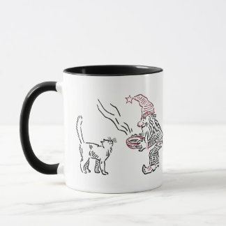 Vintage Norwegian Gnome Feeding Cat - Mug