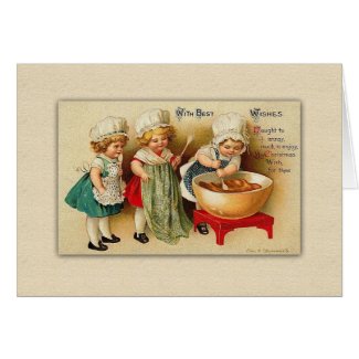 Vintage Nostalgic Christmas Children Baking Card 