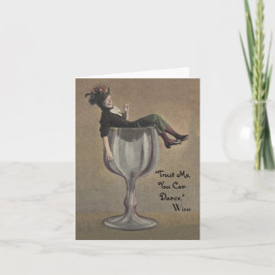Vintage note Card Trust me, You can dance! Wine