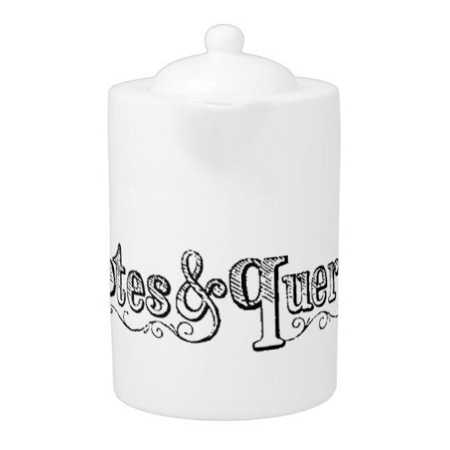 Vintage Notes And Queries Typograph Teapot (Front)