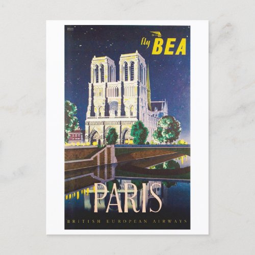 Vintage Notre Dame Cathedral Paris BEA London Postcard