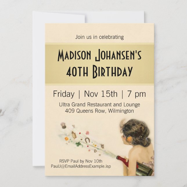Vintage Nouveau Birthday Party Invitation (Front)