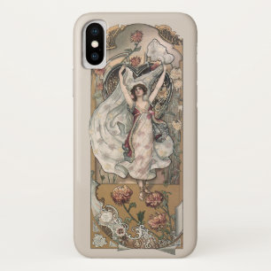 Vintage Nouveau Maiden with Chrysanthemums iPhone X Case