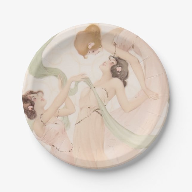 Vintage Nouveau Mayflies Bridal Shower Paper Plates (Front)