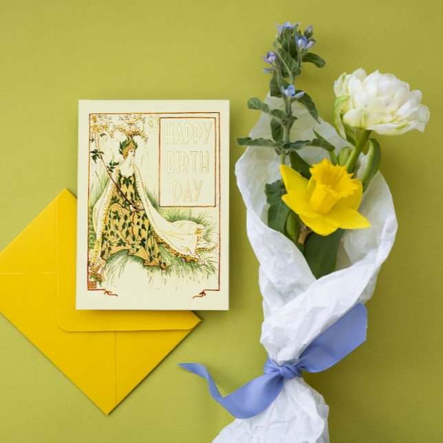 Vintage Nouveau Meadowsweet Walter Crane Birthday Foil Greeting Card (Creator Uploaded)