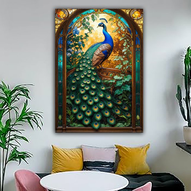 Vintage Nouveau Revival Peacock Window Poster (Creator Uploaded)