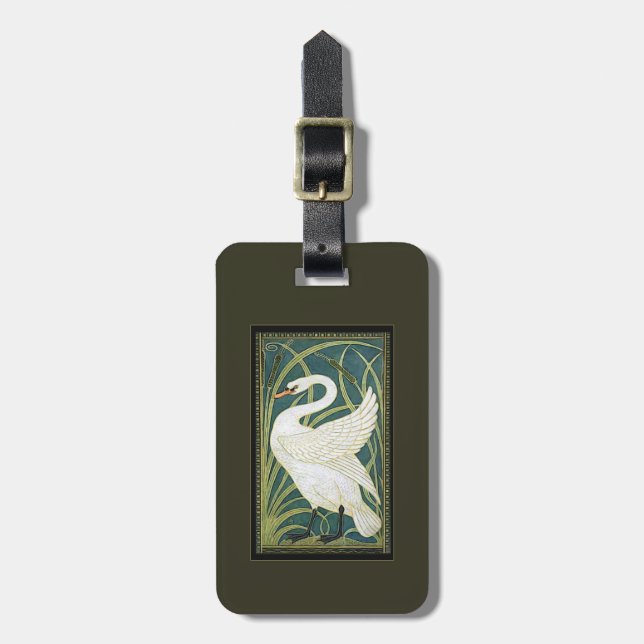 Vintage Nouveau Swan Baggage Tag (Front Vertical)
