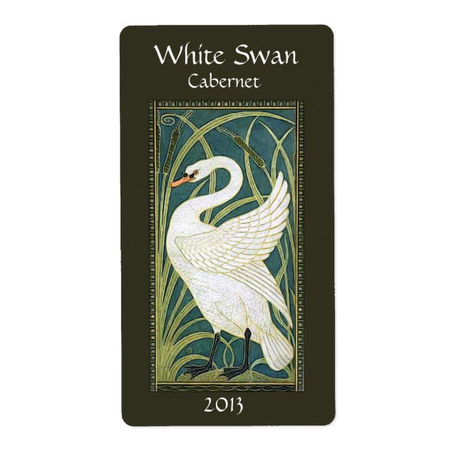 Vintage Nouveau Swan Wine Bottle Label (Front)