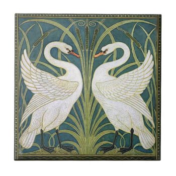 Vintage Nouveau Swans Ceramic Tile by debinSC at Zazzle