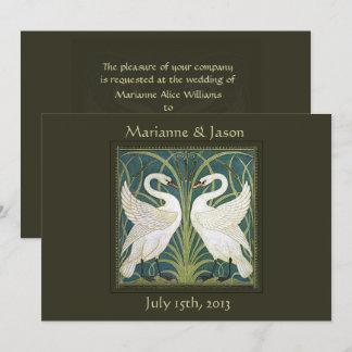 Vintage Nouveau Swans Wedding Invitation 4