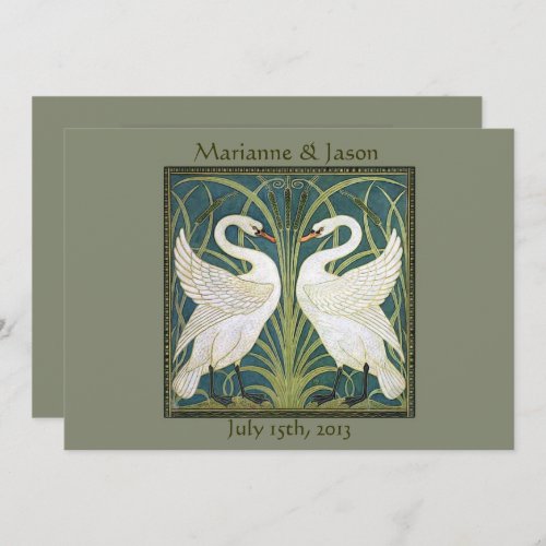 Vintage Nouveau Swans Wedding Invitation 5