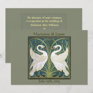 Vintage Nouveau Swans Wedding Invitation 5