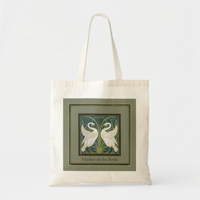 Vintage Nouveau Swans Wedding Party Keepsake Tote Bag (Front)
