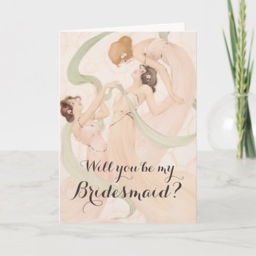 Vintage Nouveau Will You Be My Bridesmaid Invitation