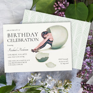 Vintage Nouveau Woman Funny Birthday Party Invitation
