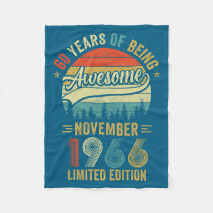 Vintage November 1966 60 Years Design Fleece Blanket