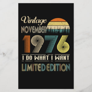Vintage November 1976 What I Want Limited Edition Stationery