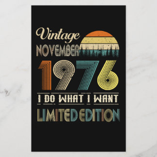 Vintage November 1976 What I Want Limited Edition Stationery