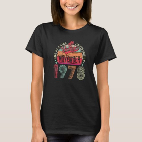 Vintage November 1978 44 Years Old 44th Birthday M T_Shirt