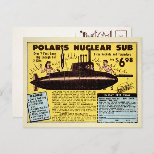 Vintage Nuclear Sub Postcard 