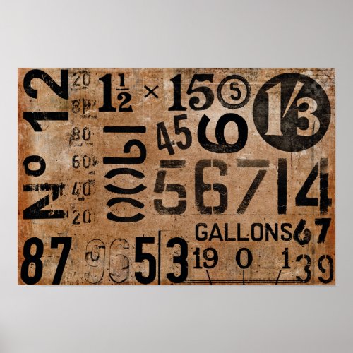 Vintage Numbers poster for decoupage or collage