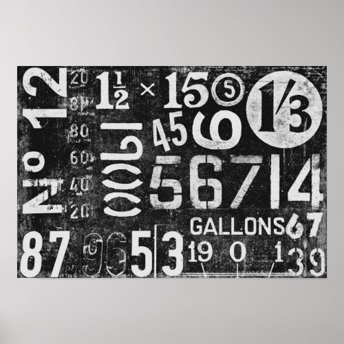 Vintage Numbers Poster for decoupage or collage