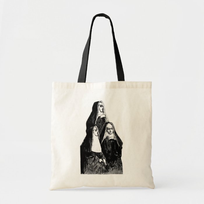 Vintage Nun Illustration Canvas Bags