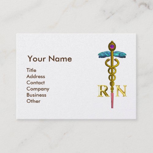 VINTAGE NURSE and Gold Caduceus NR Emblem Pearl Business Card